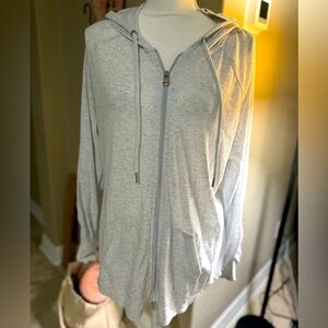 NWT Calvin Klein light weight Soft grey Sz 1X hoodie pit2pit 26” length 29”